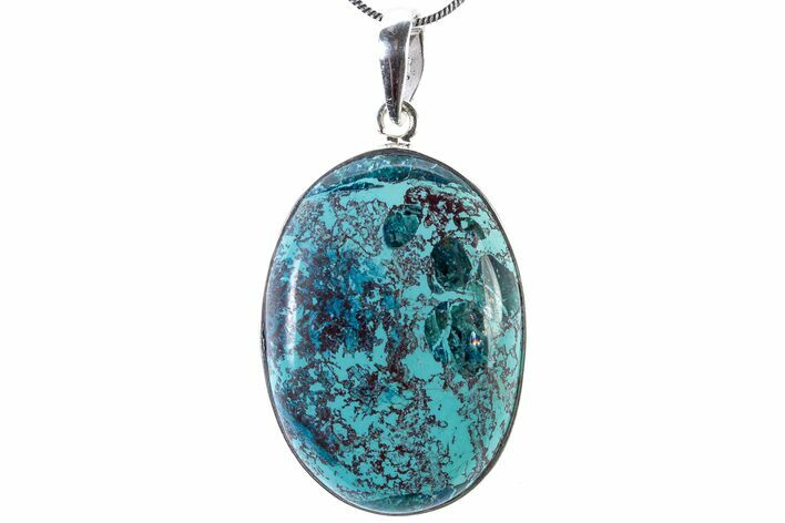 Vibrant Chrysocolla & Shattuckite Pendant - Sterling Silver #321595